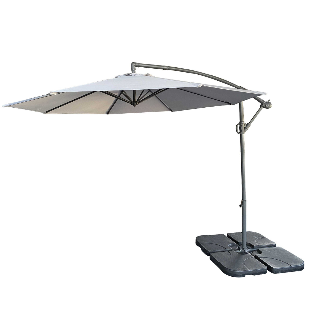 10 Ft Offset Cantilever Patio Umbrella with Crank & Tilt Adjustment - Gray