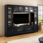Modern Entertainment Center with Fluted Glass Doors - White or Black