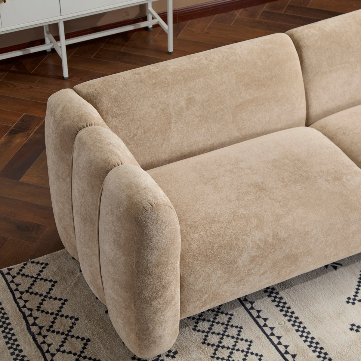 83" Velvet 3-Seater Sofa with Wave Design - Blue