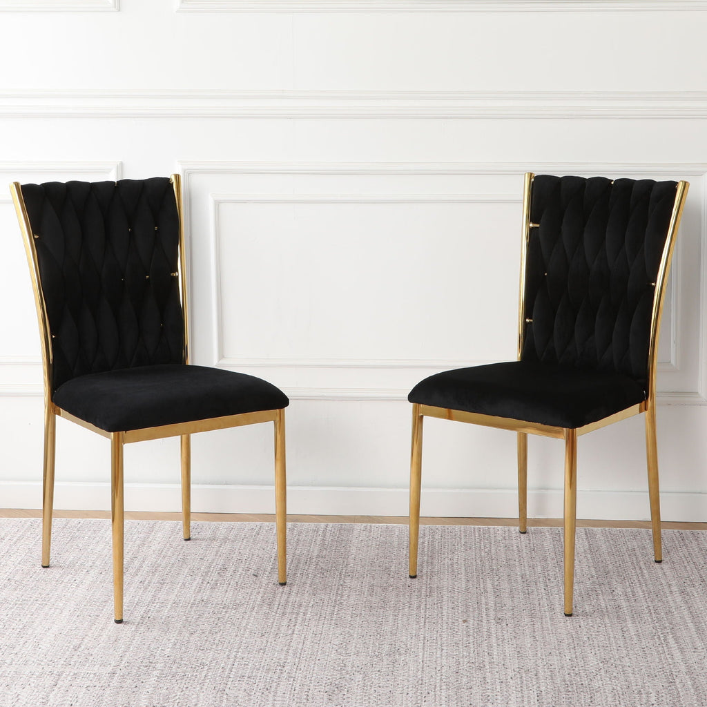 Modern Dining Chair Set with Plated Metal Legs - Multiple Colors