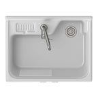 Laundry Cabinet with Stainless Steel Sink and Faucet - White