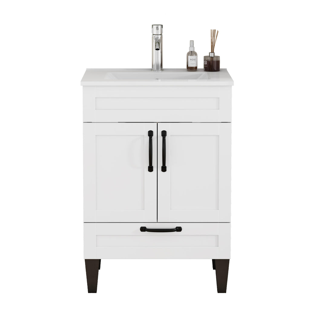 24-Inch Bathroom Vanity with Sink Combo with Ample Storage - White/Particle Board