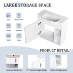 24'' Wall-Mounted Bathroom Vanity with Ceramic Sink - Glossy White