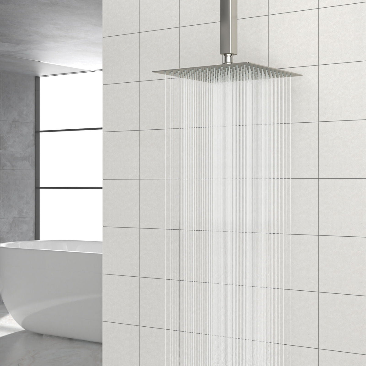 10" Square Rainfall Shower Head with 360° Adjustability – Multiple Colors