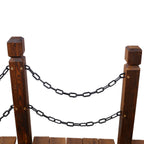5 Ft Wooden Garden Bridge with Chain Railings - Natural Wood Finish