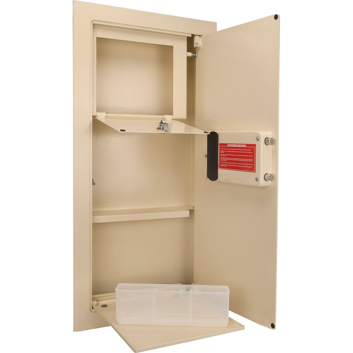 Beige Biometric Wall Safe with Fingerprint Access - Durable Steel