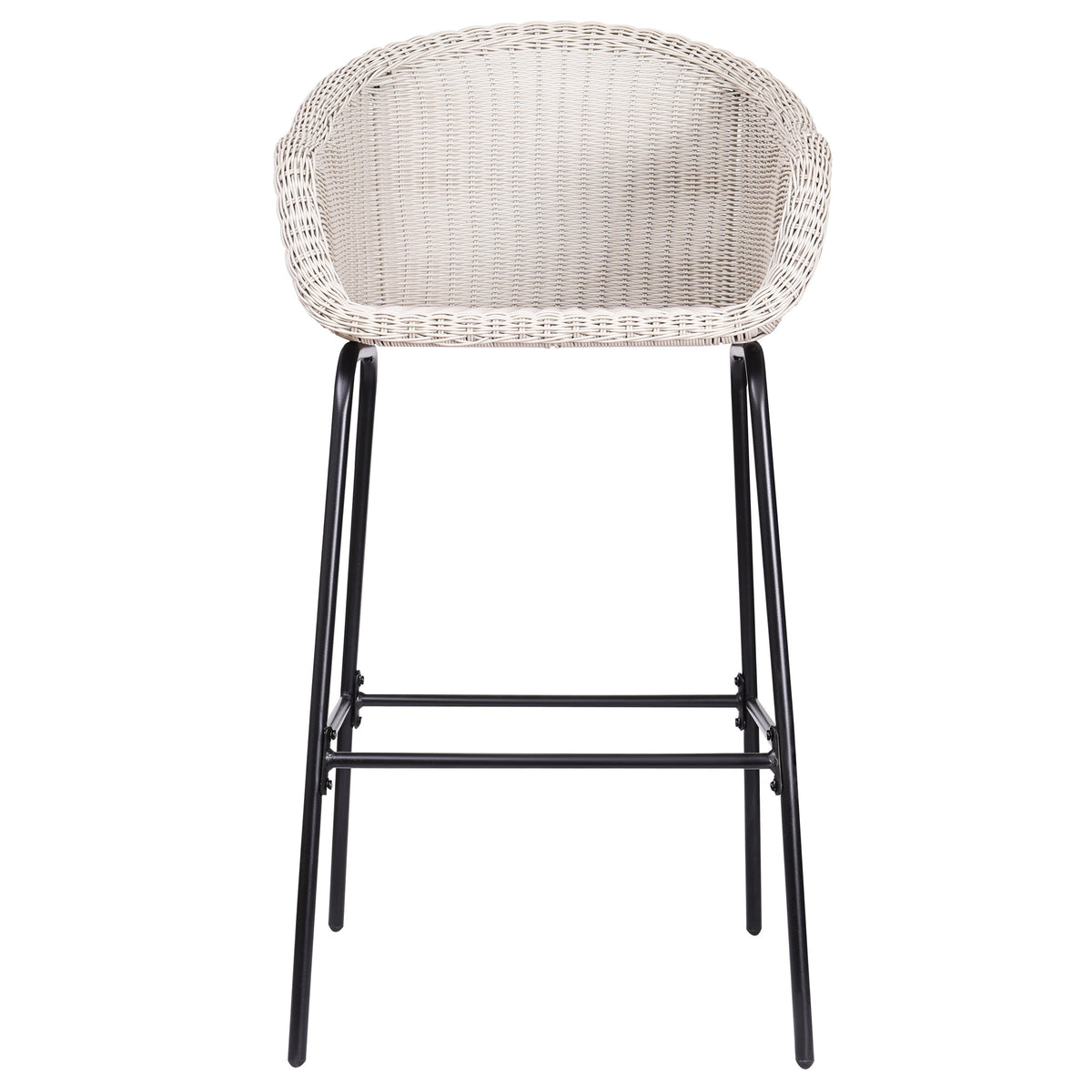 Ladd Outdoor Metal Wicker Barstool Set of 2