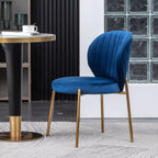 Blue Velvet Dining Chair with Gold Metal Frame
