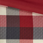 Red Herringbone King Comforter Set with Buffalo Plaid Pattern - 7 Piece