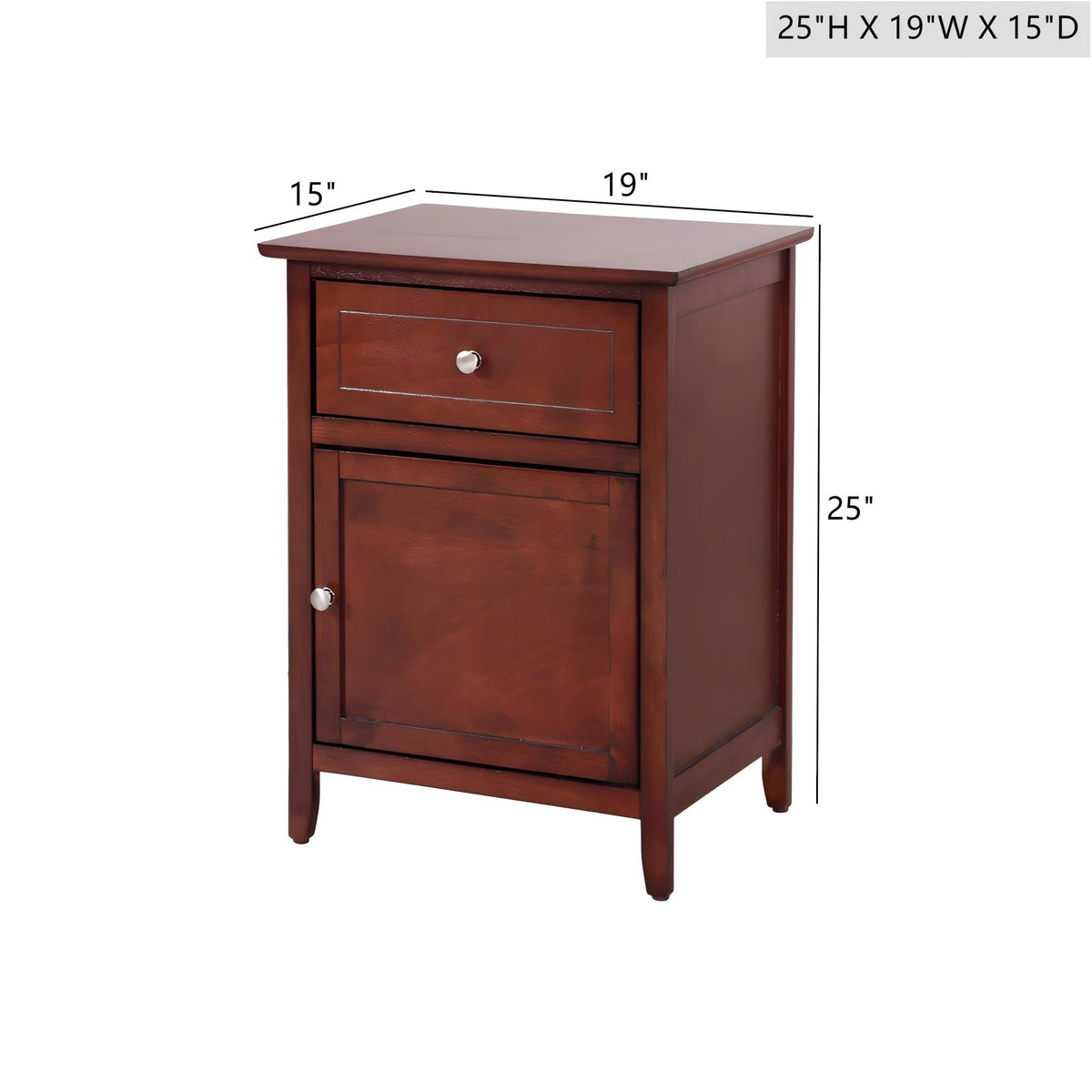 1 Drawer / 1 Door Nightstand with Durable Wood Construction - Multiple Colors