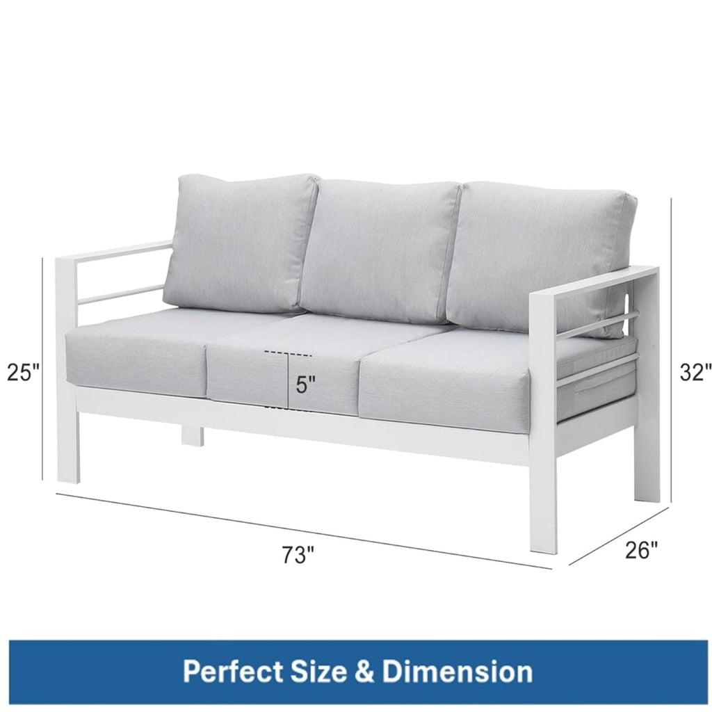 All-Weather Patio Sofa with Plush Cushions - Black or White