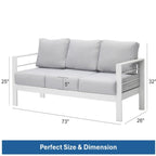 All-Weather Patio Sofa with Plush Cushions - Black or White