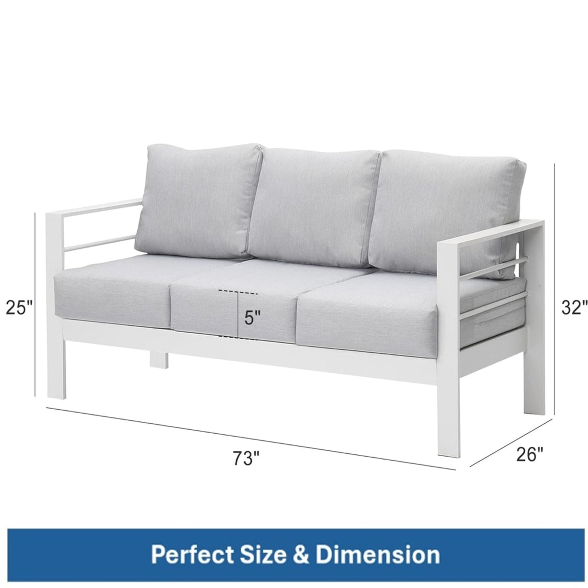 All-Weather Patio Sofa with Plush Cushions - Black or White