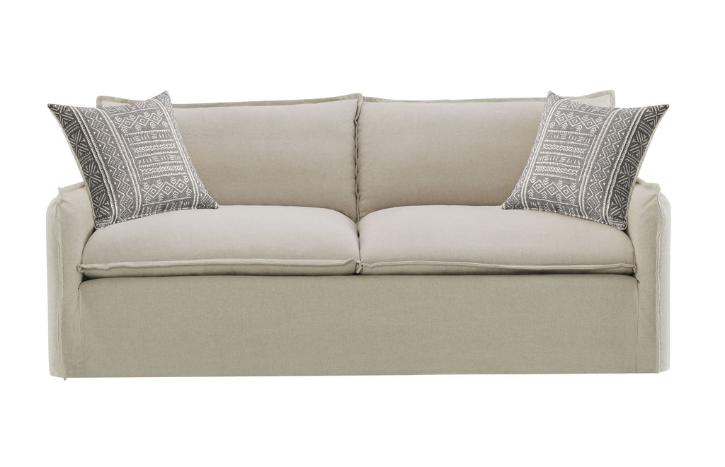 Pattern Linen Sofa with Feather Down Cushions - Beige