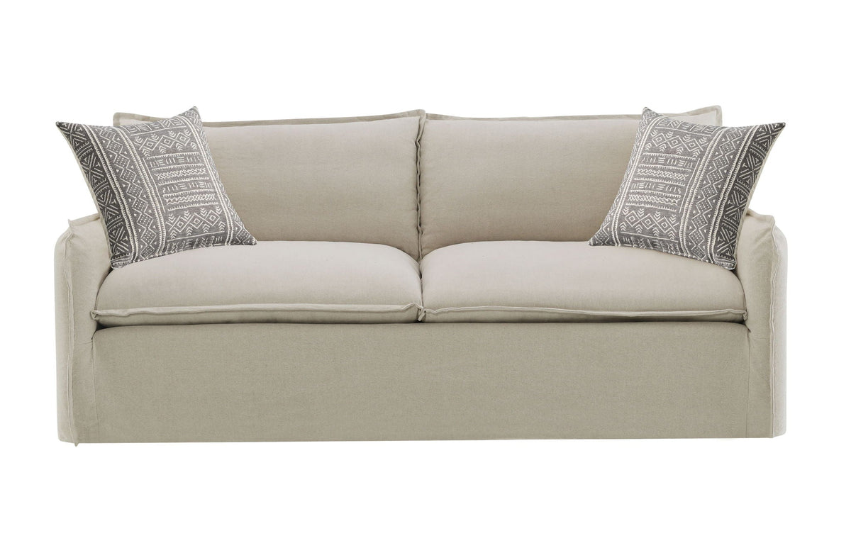Pattern Linen Sofa with Feather Down Cushions - Beige