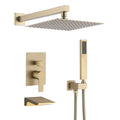 Modern 10" Wall Mounted Rainfall Shower Head System with Handheld Shower - Gold or Black