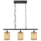Elysian - 3 Lights Island With Natural Shade Farmhouse Chain Ceiling Lamp