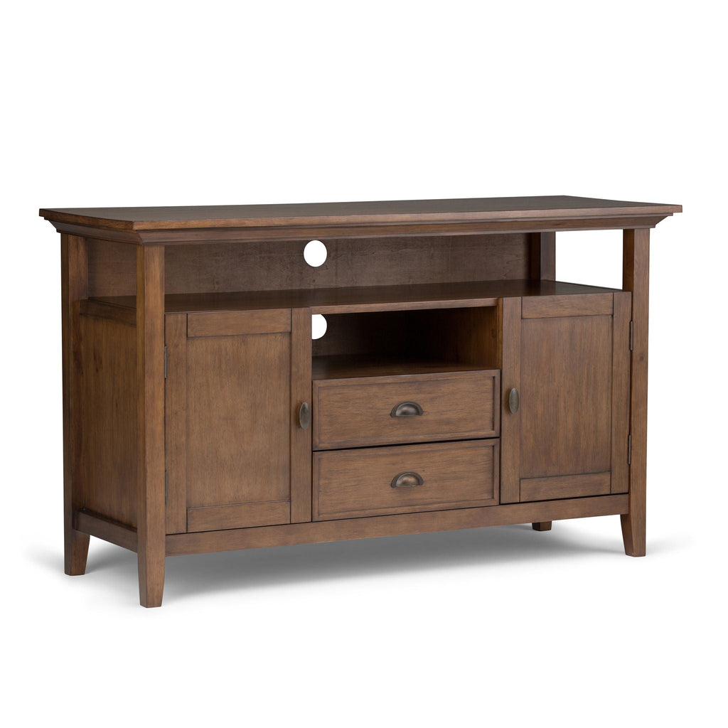 Tall TV Media Stand with Adjustable Storage - Rustic Natural Aged Brown