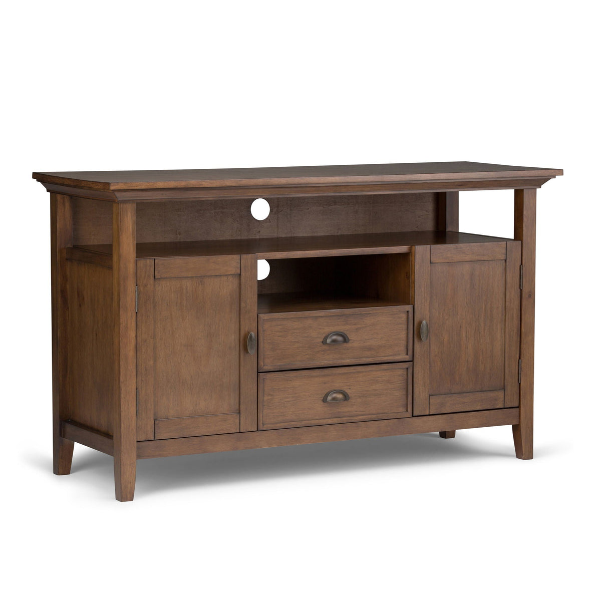 Tall TV Media Stand with Adjustable Storage - Rustic Natural Aged Brown