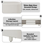 Gloss White TV Stand with Self-Closing Drawers - 94" Wide