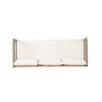 Outdoor Acacia Wood 3-Seater Sofa with Rope Woven Arms - Taupe