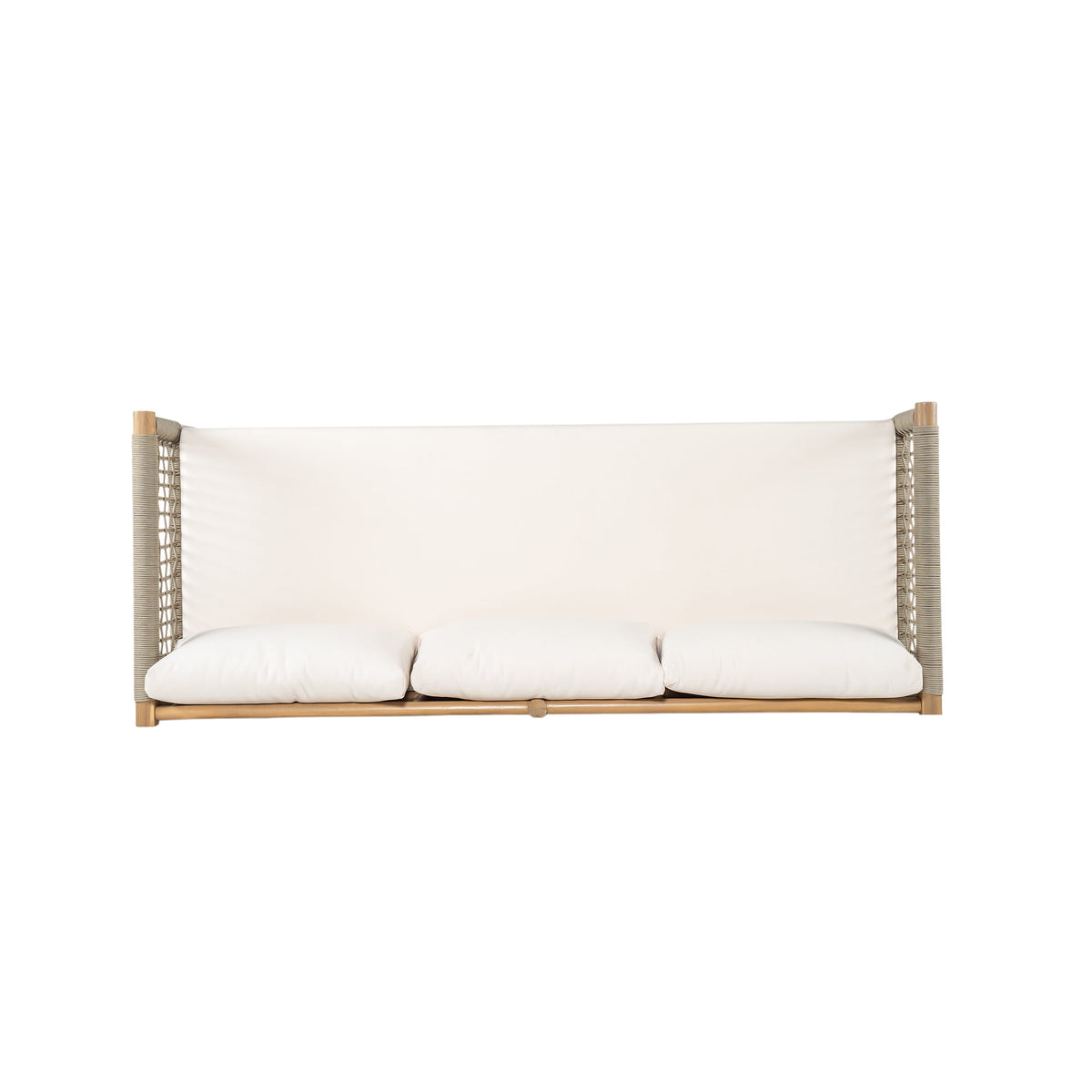 Outdoor Acacia Wood 3-Seater Sofa with Rope Woven Arms - Taupe