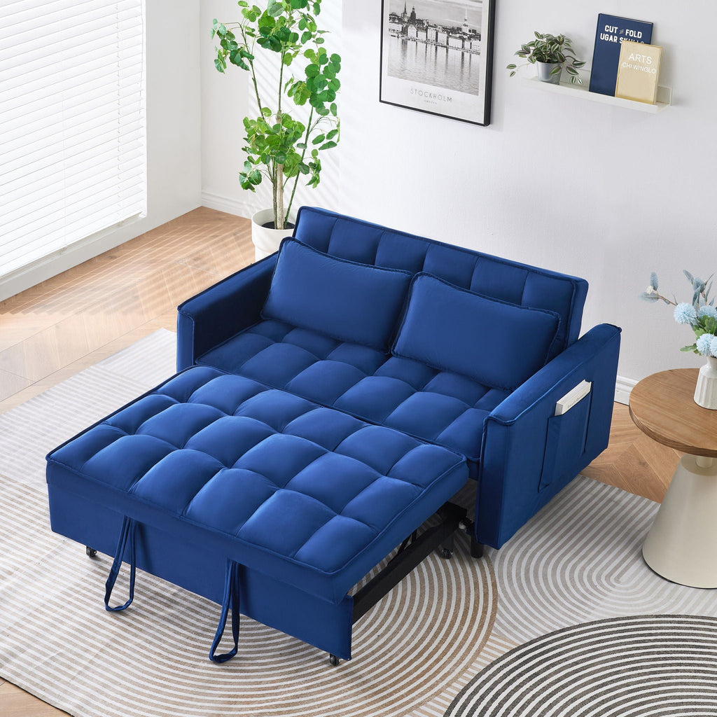 Convertible Velvet Sofa Bed with Storage Pockets - Multiple Colors