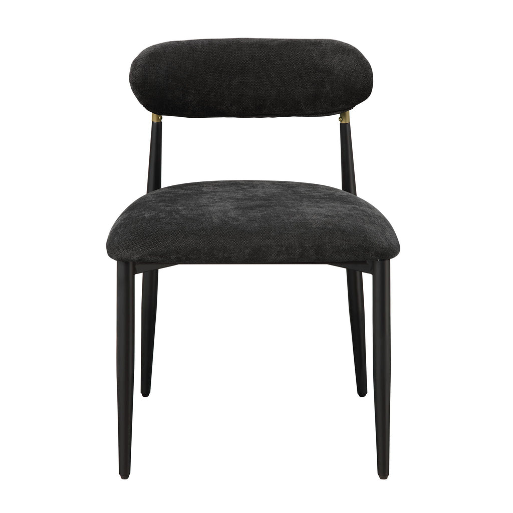 Side Chair Set with Metal Frame and Padded Armrests - Black or Beige