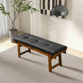 Black Upholstered Bench with Solid Wood Frame - Lucia