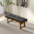 Black Upholstered Bench with Solid Wood Frame - Lucia
