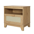 Modern Cane Accent Nightstand with 1 Drawer - Black or Light Brown