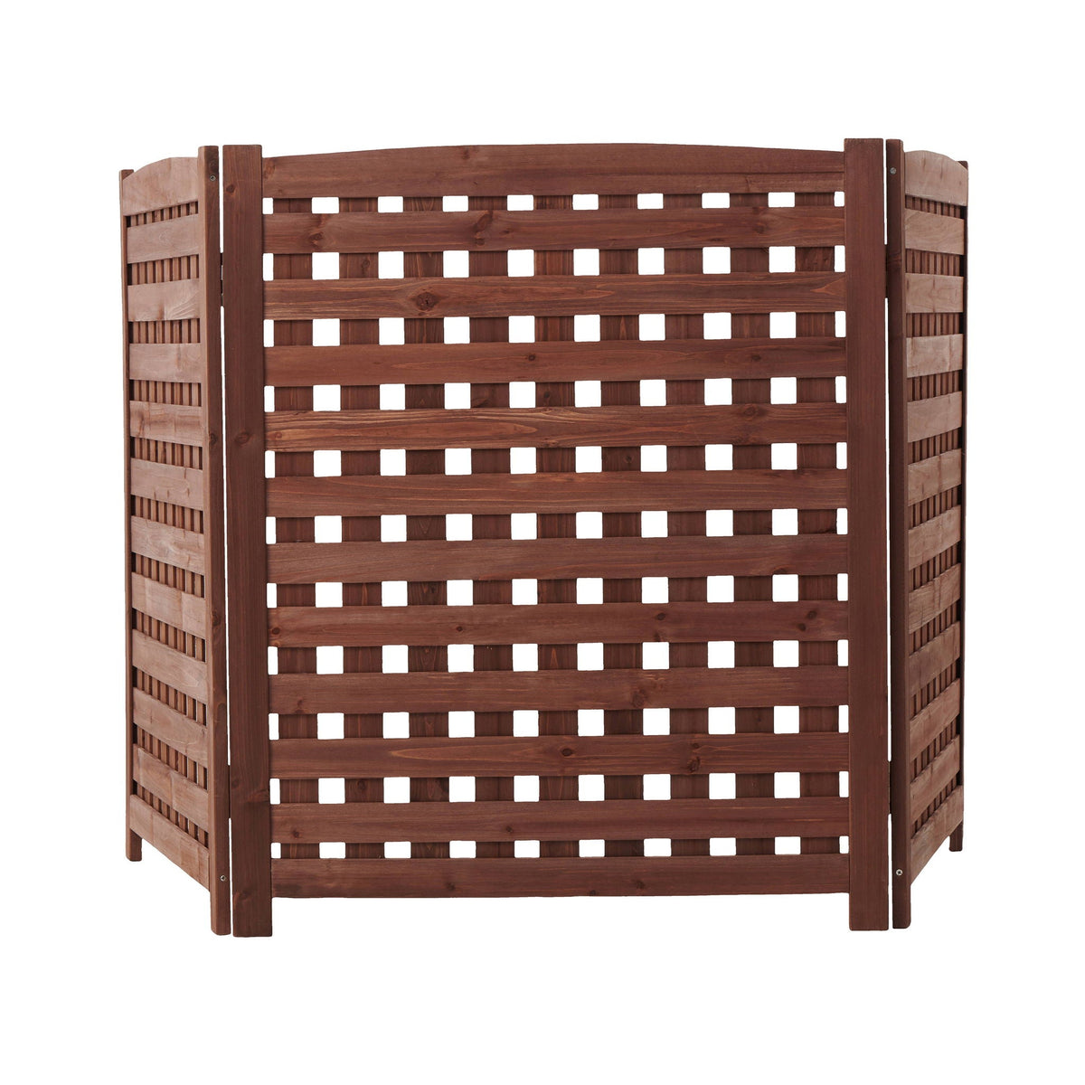3 Panel Outdoor Air Conditioner Fence Screen with Solid Wood - Light Brown or Dark Gray