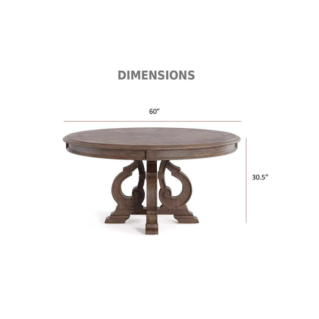 Elegant Round Dining Set with Upholstered Chairs - Dark Brown or White