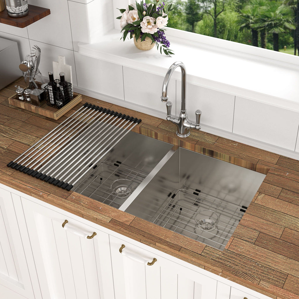 Modern Double Bowl Undermount Sink with 10" Deep Basins - Gray