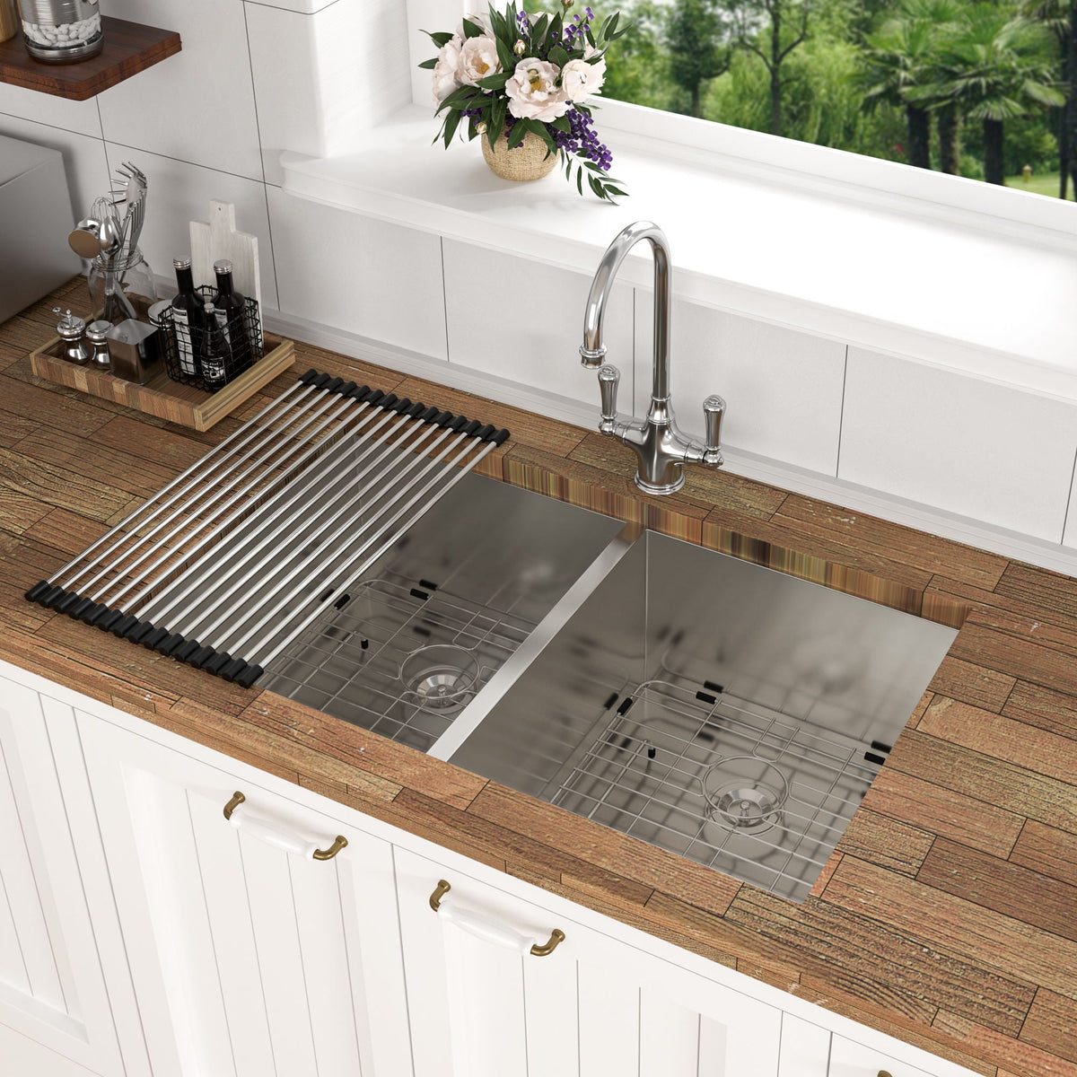 Modern Double Bowl Undermount Sink with 10" Deep Basins - Gray