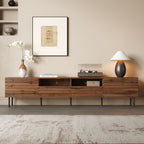 Walnut TV Stand for TVs Up to 85" with Closed Storage and Soft Closing Hinges