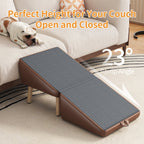 Foldable Wooden Dog Stairs and Ramp with Non-Slip Surface - Brown