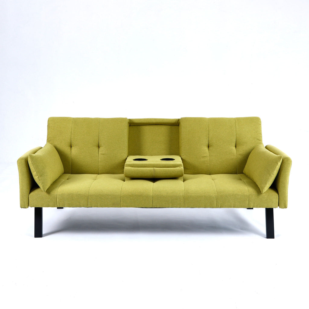 Sofa Bed with Foldable Design and Cup Holder - Green