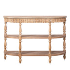Handcrafted Wood Console Table with Hand-Woven Trim - Natural