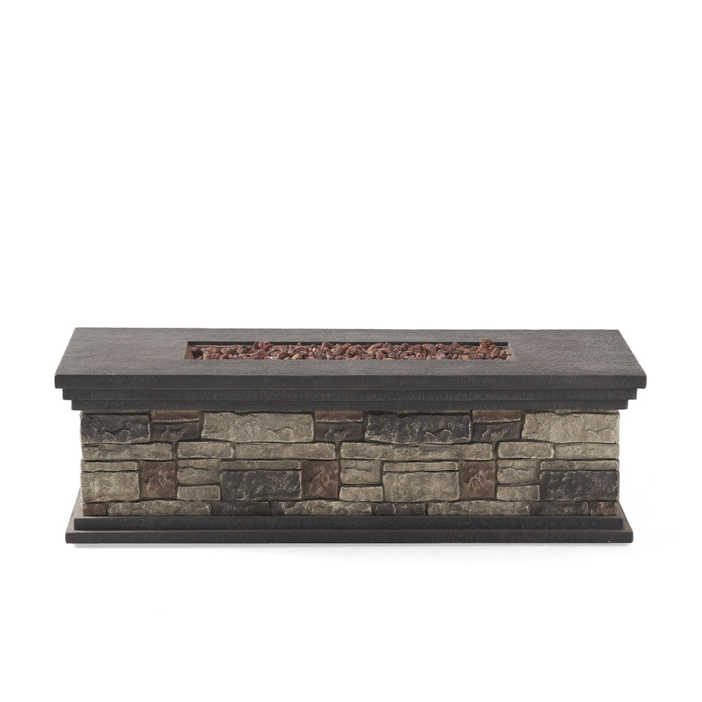 Fire Pit with Lightweight Concrete and Steel Frame - Dark Gray