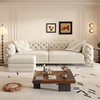 3-In-1 Convertible Sleeper Sofa Set with Deep Seat & Movable Ottoman - White, Beige, Gray