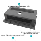 33" Drop In Kitchen Sink with Ledge Workstation - Gunmetal Black