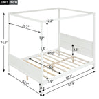 Canopy Platform Bed with Headboard and Footboard, Slat Support Leg - Queen