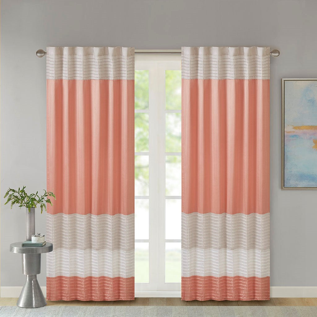 Polyoni Pintuck Curtain Panel with Pintuck Detailing - Warm Color Block
