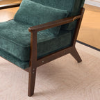Living Room Chair with Lumbar Pillow and Solid Wood Frame - Dark Gray, Dark Green, Beige
