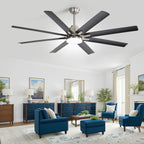 Ceiling Fan with Dimmable LED Light, 8 Blades, Remote Control - Black or White