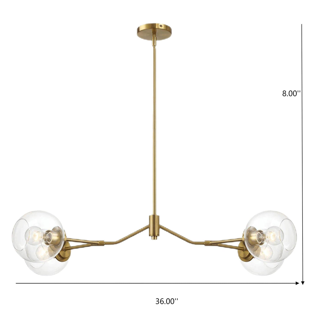 Jewel 4-Light Chandelier Ceiling Hanging Light Fixture with Clear Glass - Gold