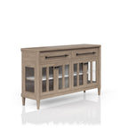 Buffet with Glass Cabinet Doors and Power Ready Feature - Sand