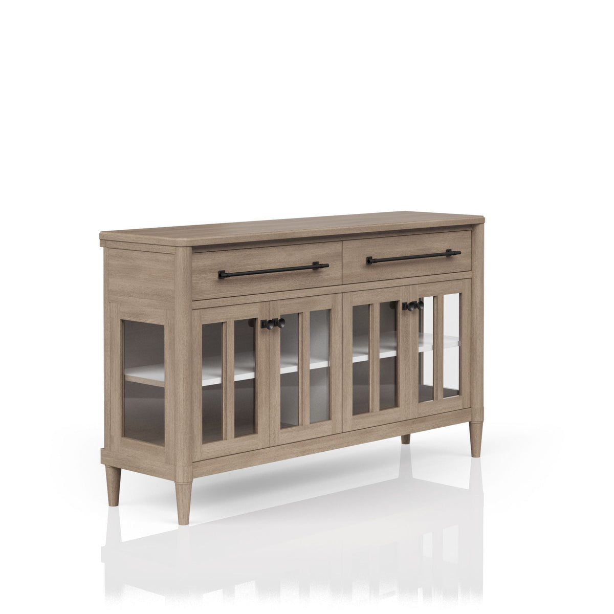 Buffet with Glass Cabinet Doors and Power Ready Feature - Sand