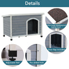 Medium Wooden Outdoor Dog House with Waterproof Roof and Elevated Floor - Dark Gray or Dark Red